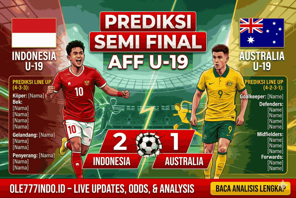 Prediksi Indonesia vs Australia di Semi Final AFF U-19 Line Up & Skor