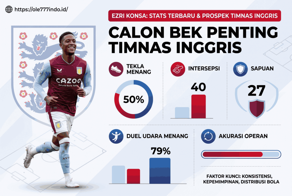 Ezri Konsa Stats Terbaru, Calon Bek Penting Timnas Inggris