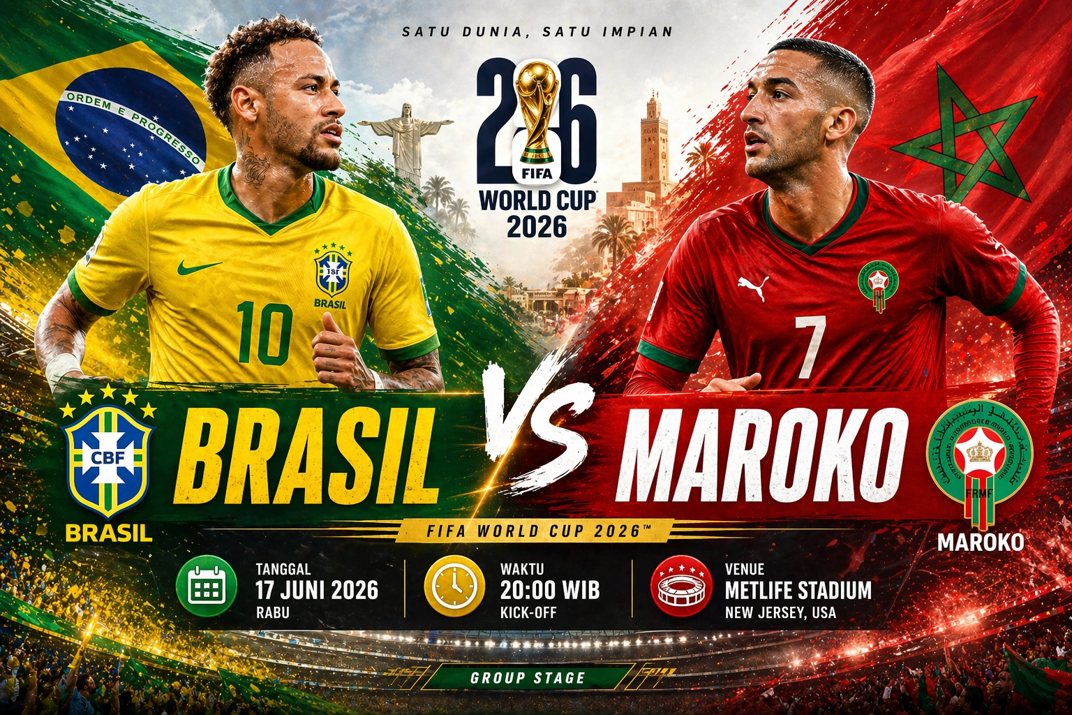 Prediksi Skor Brasil vs Maroko: Adu Gengsi Samba vs Singa Atlas, Siapa Lebih Tajam?