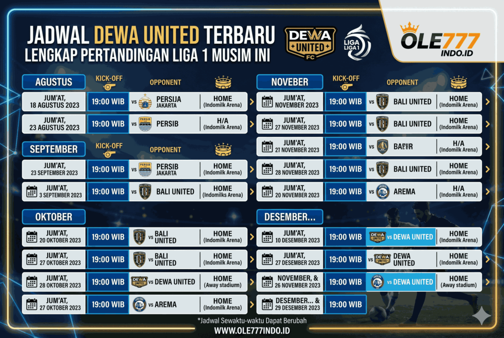 Jadwal Dewa United Terbaru, Lengkap Pertandingan Liga 1 Musim Ini