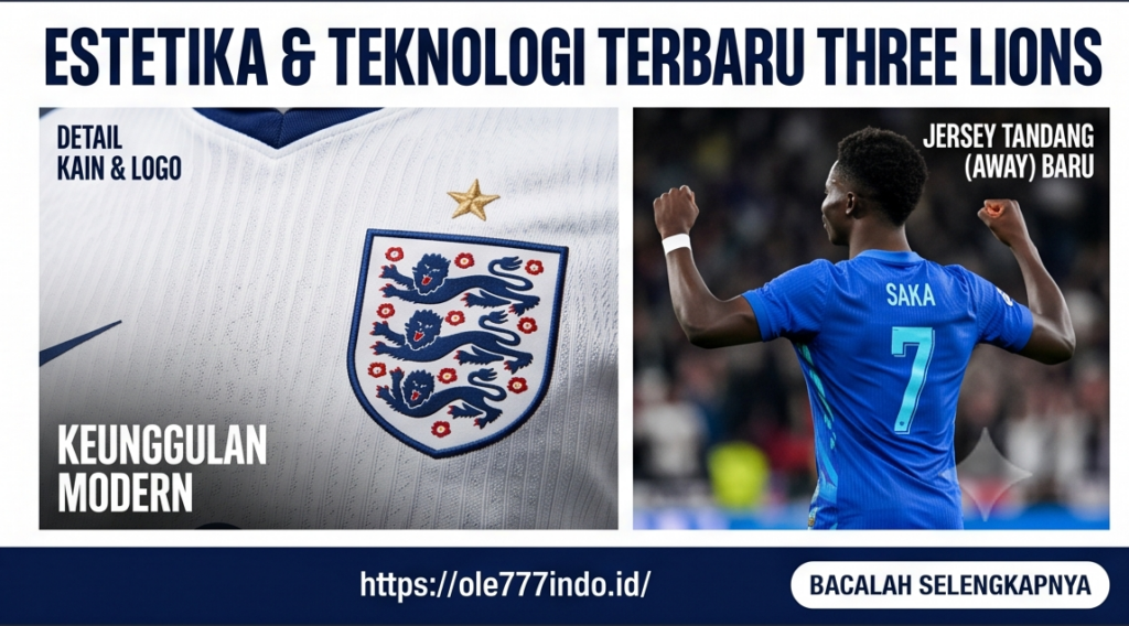 Jersey Inggris Piala Dunia 2026, Detail Lengkap Seragam Baru Timnas Inggris