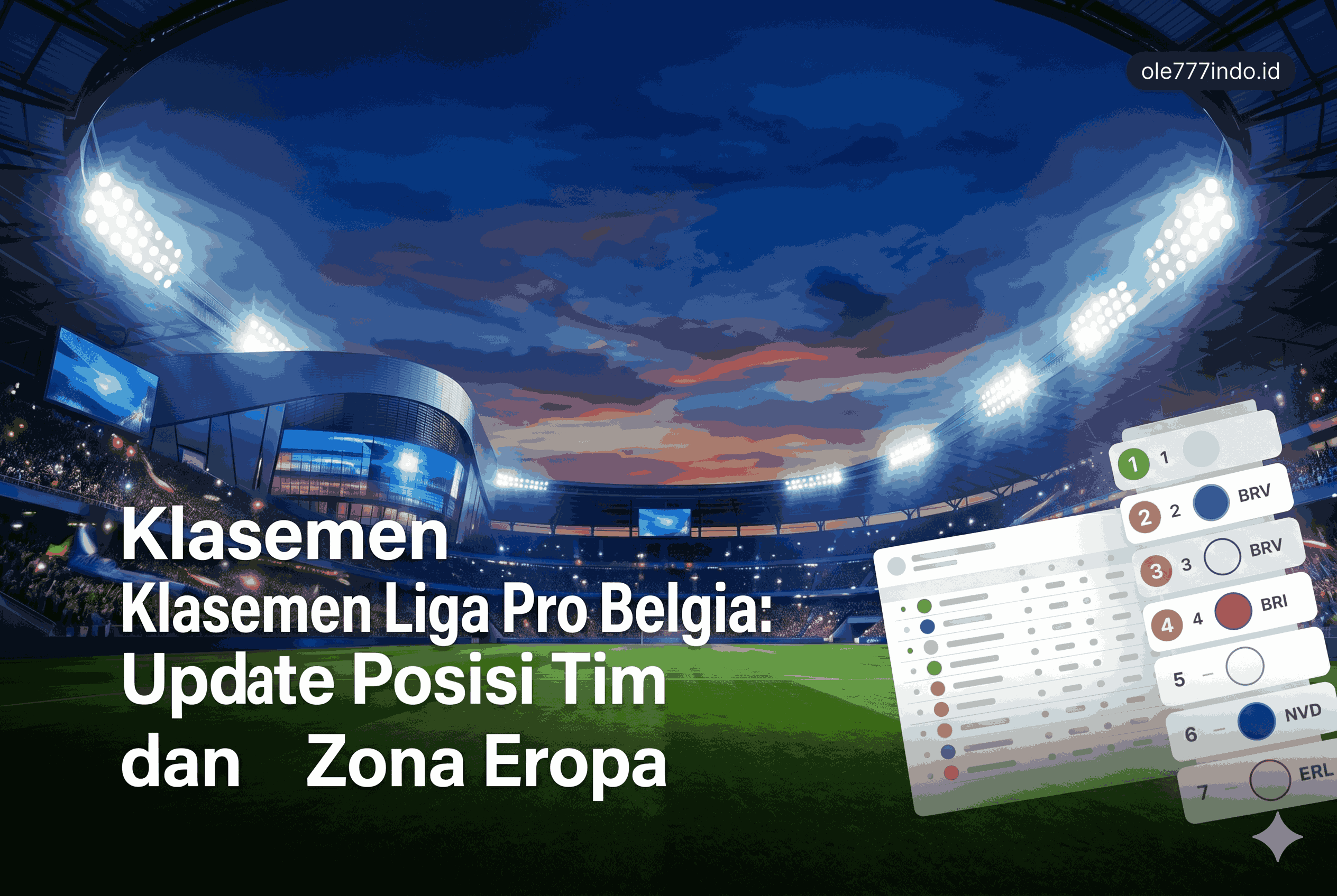 Klasemen Liga Pro Belgia, Update Posisi Tim dan Zona Eropa
