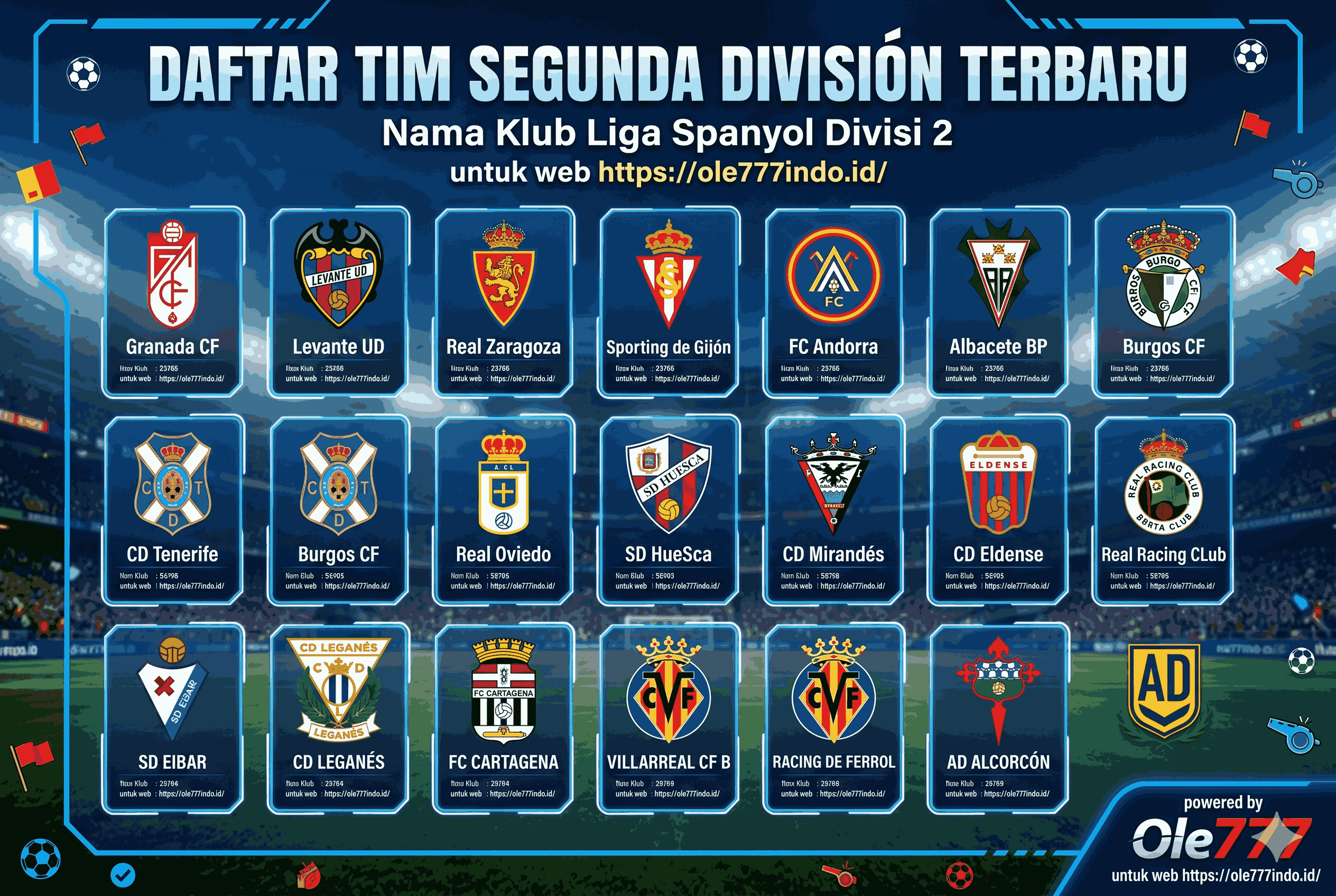 Nama Klub Liga Spanyol Divisi 2: Daftar Tim Segunda División Terbaru
