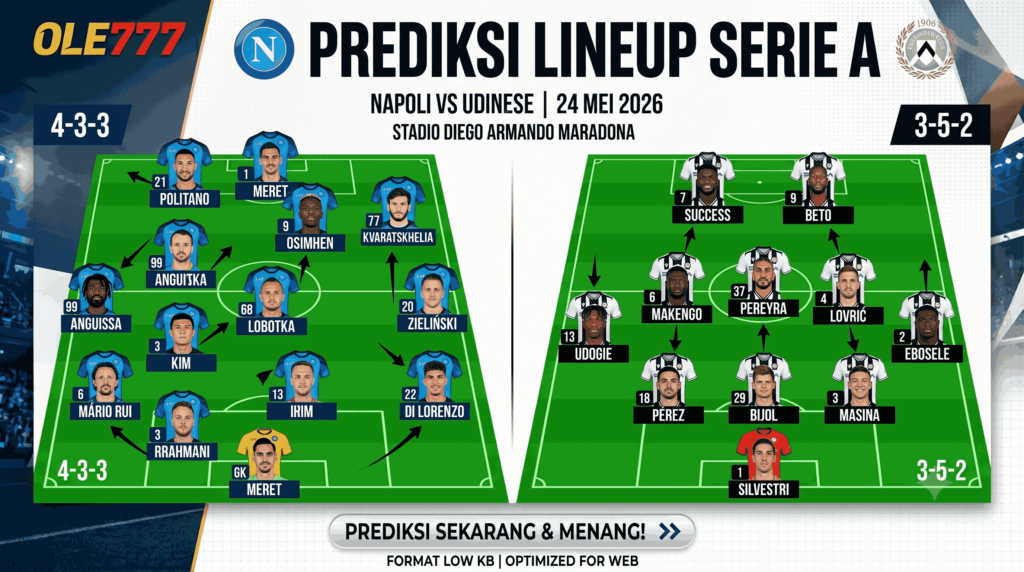 Prediksi Napoli vs Udinese 24 Mei 2026: Partenopei Siap Menggila!