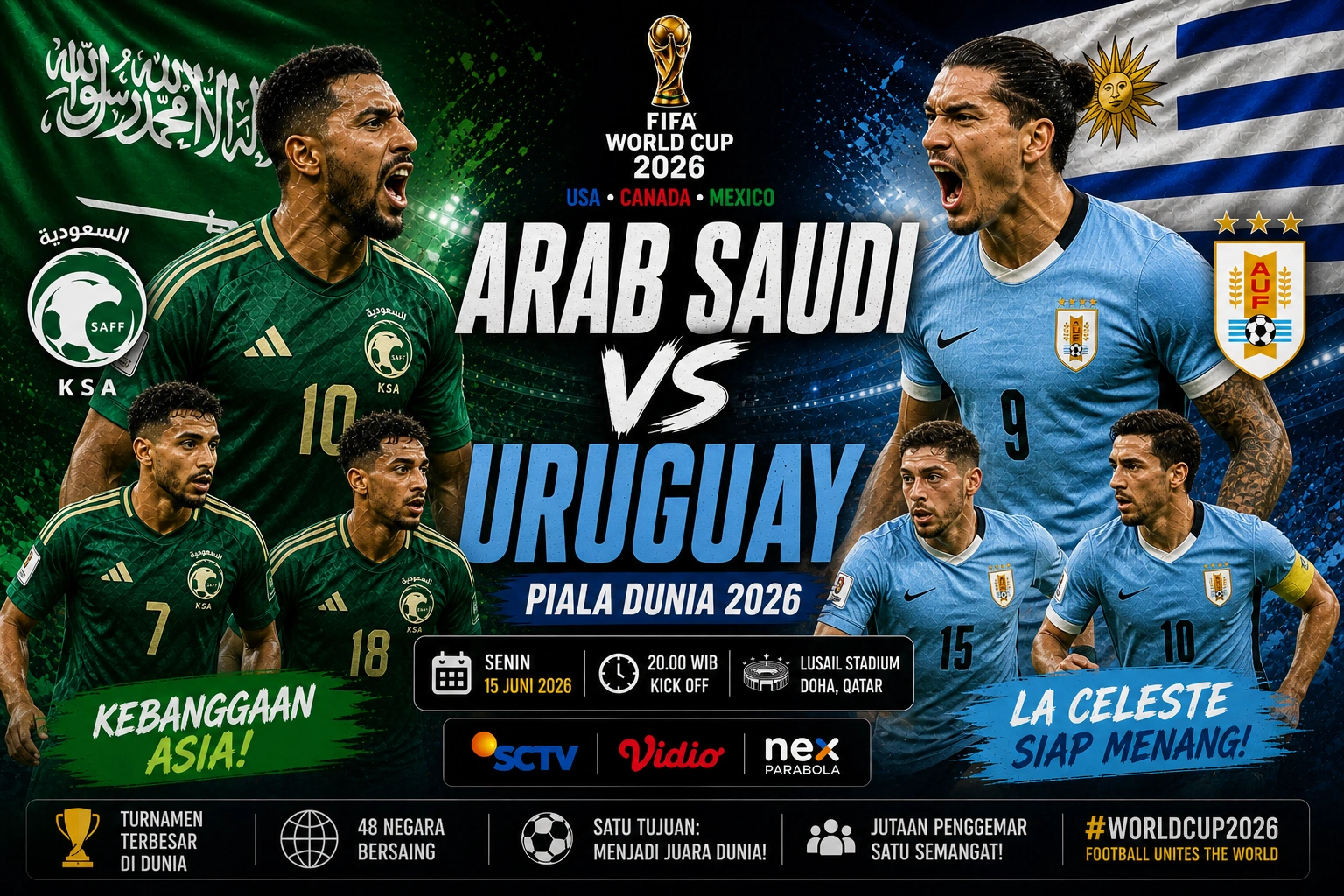 Prediksi Skor Arab Saudi VS Uruguay 16 Juni 2026: Analisis Lengkap Grup H