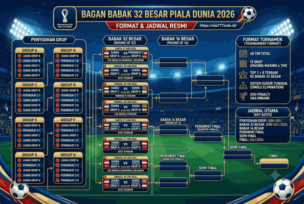 Bagan Babak 32 Besar Piala Dunia 2026, Format dan Jadwal Resmi