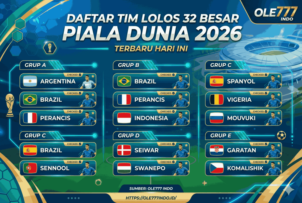 Daftar Tim yang Lolos 32 Besar Piala Dunia 2026 Terbaru Hari Ini