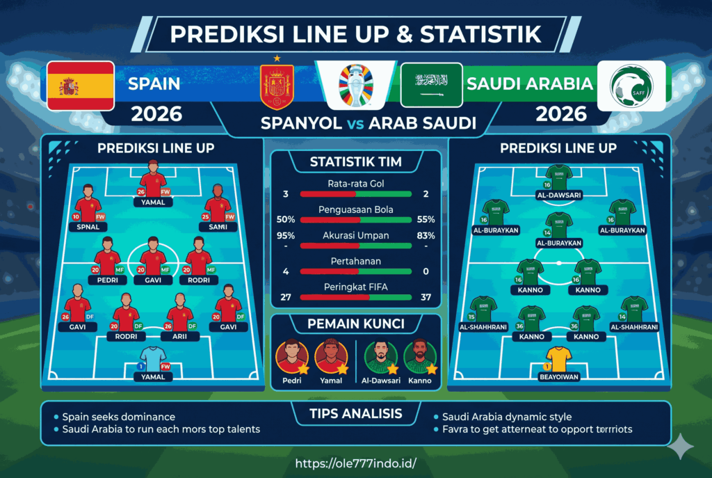 Duel Spanyol vs Arab Saudi 2026, Prediksi & Analisis Lengkap
