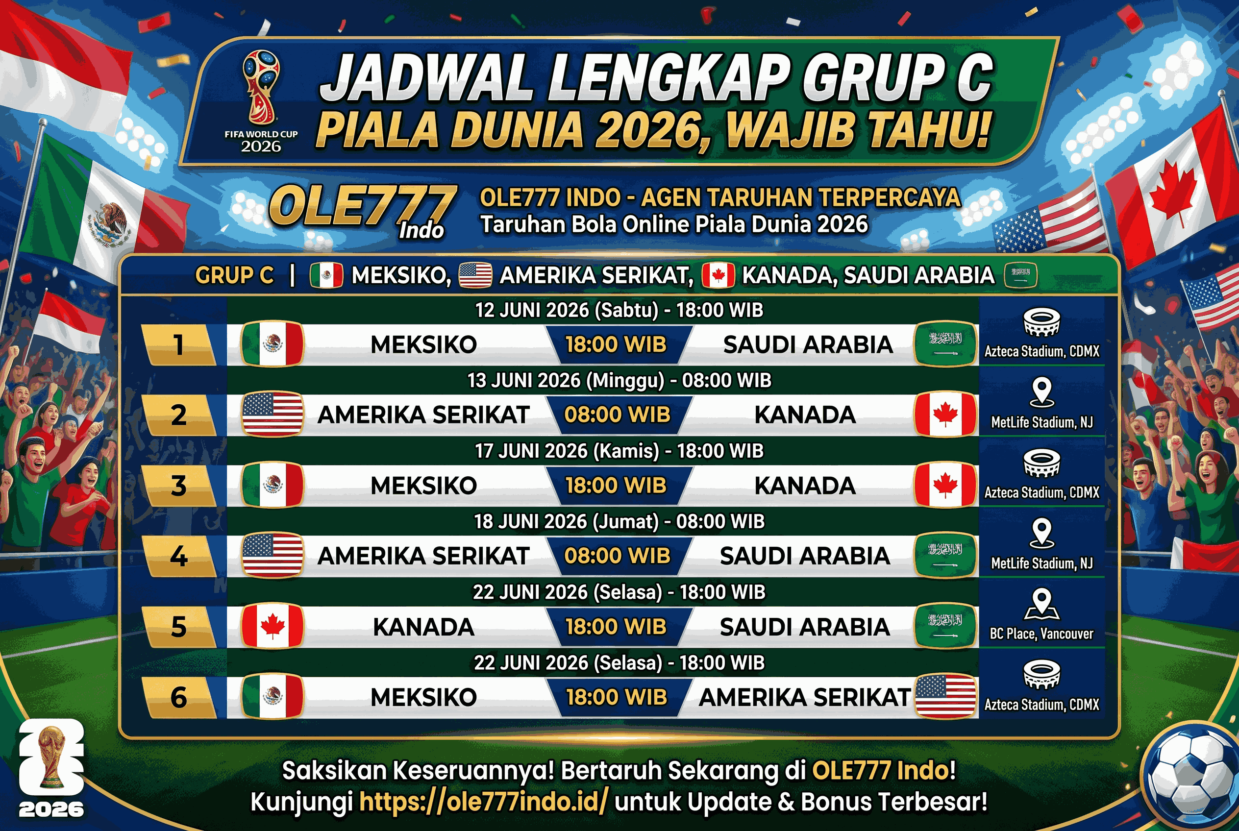 Jadwal Lengkap Grup C Piala Dunia 2026, Wajib Tahu!