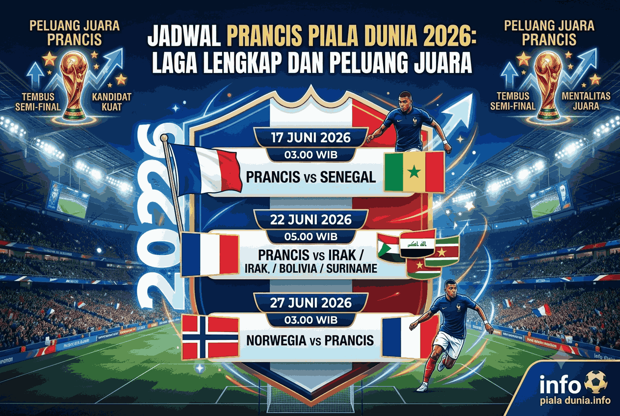 Jadwal Prancis Piala Dunia 2026: Laga Lengkap dan Peluang Juara