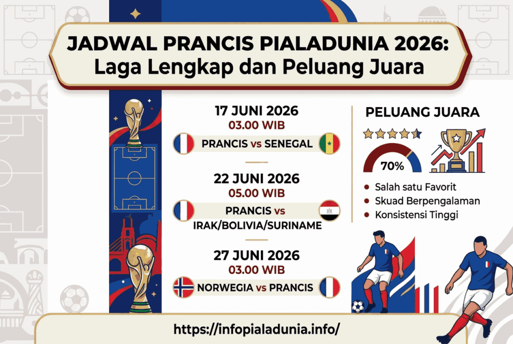 Jadwal Prancis Piala Dunia 2026: Laga Lengkap dan Peluang Juara