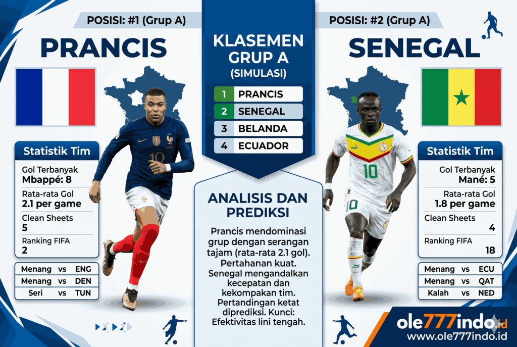 Klasemen Prancis vs Senegal: Statistik, Posisi, dan Analisis