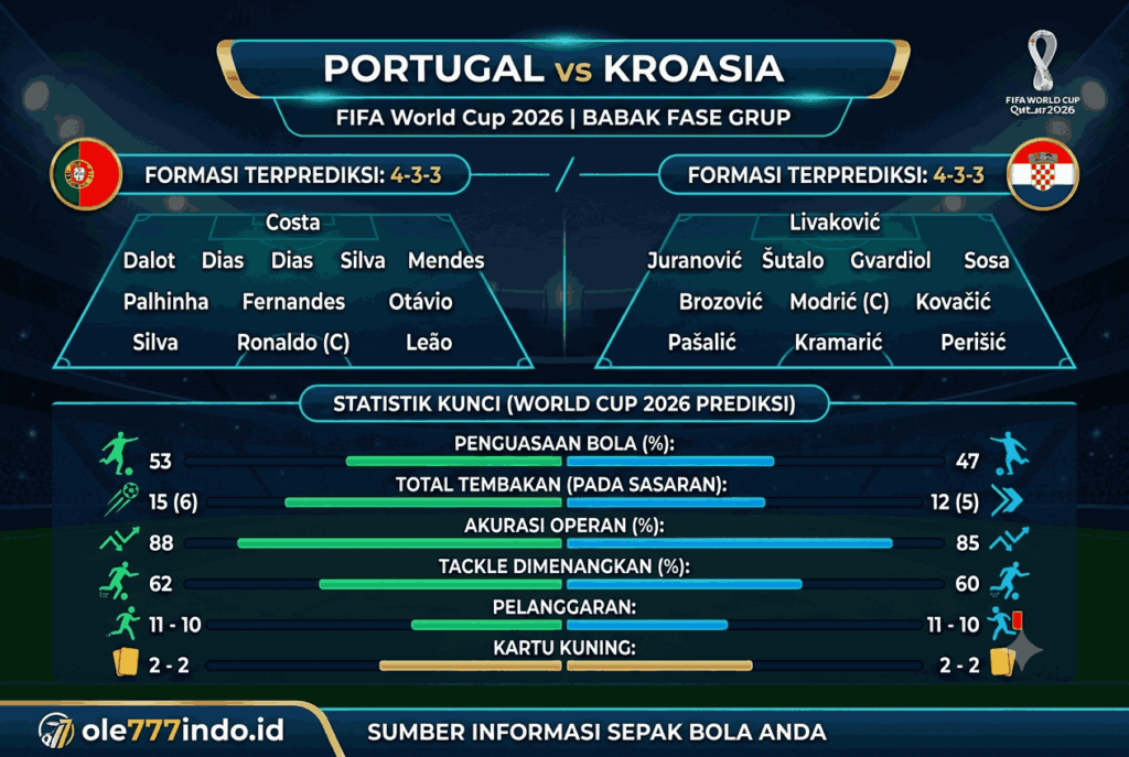 Portugal vs Kroasia FIFA World Cup 2026, Analisis Lengkap