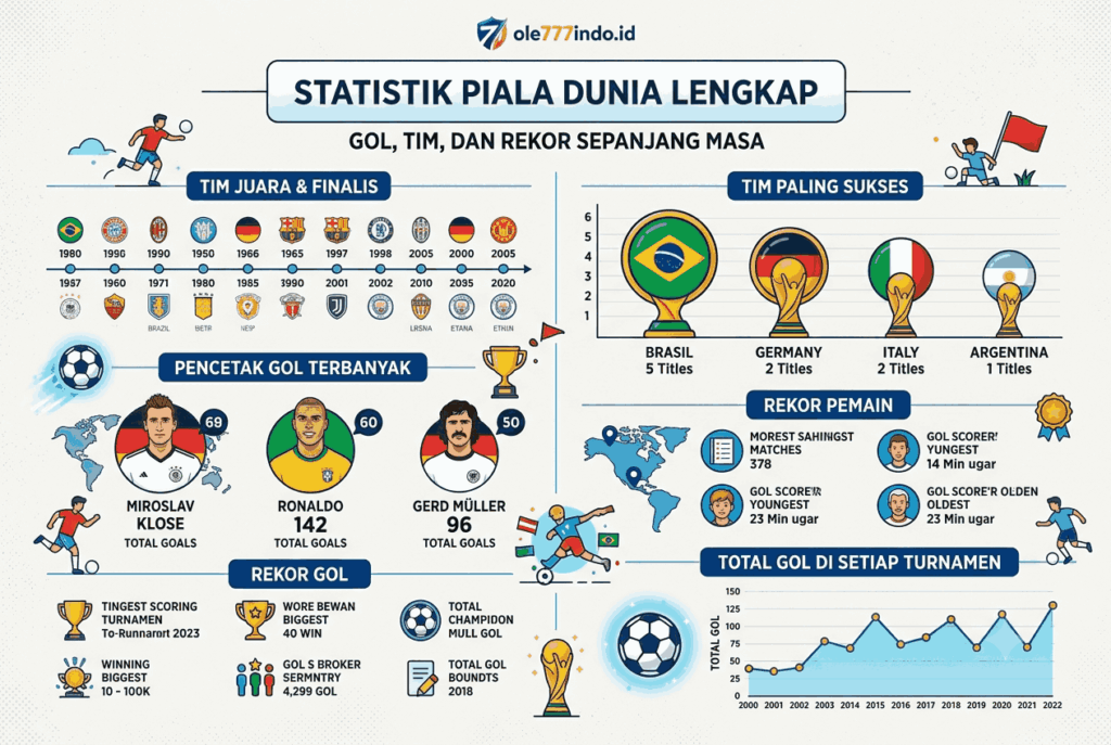 Statistik Piala Dunia Lengkap: Gol, Tim, dan Rekor Sepanjang Masa