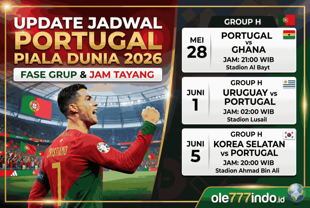 UPDATE Jadwal Portugal Piala Dunia 2026 Fase Grup & Jam Tayang