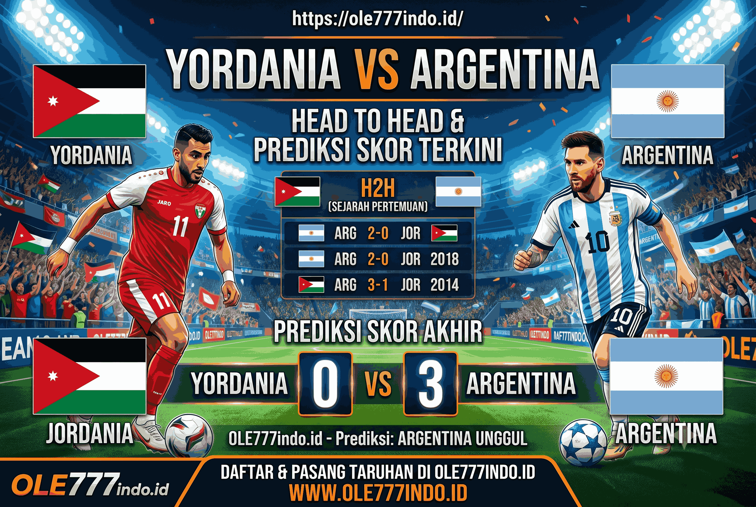 Yordania vs Argentina, Head to Head dan Prediksi Skor Terkini