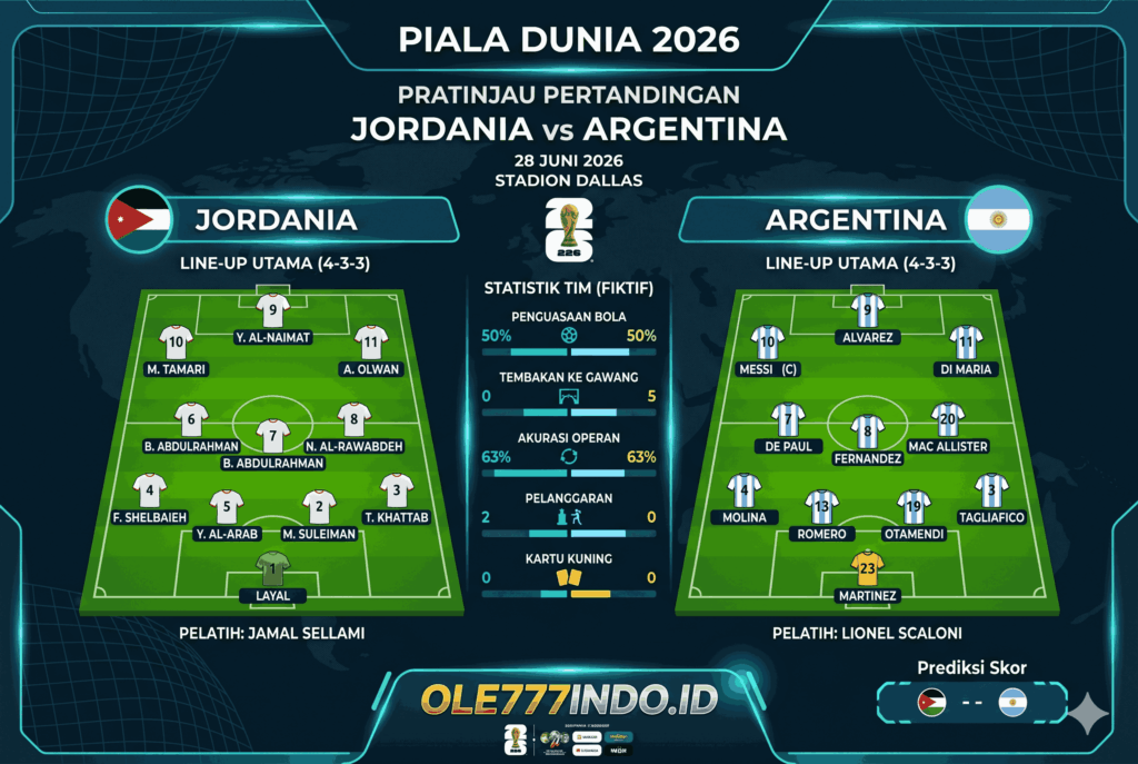 Yordania vs Argentina, Head to Head dan Prediksi Skor Terkini