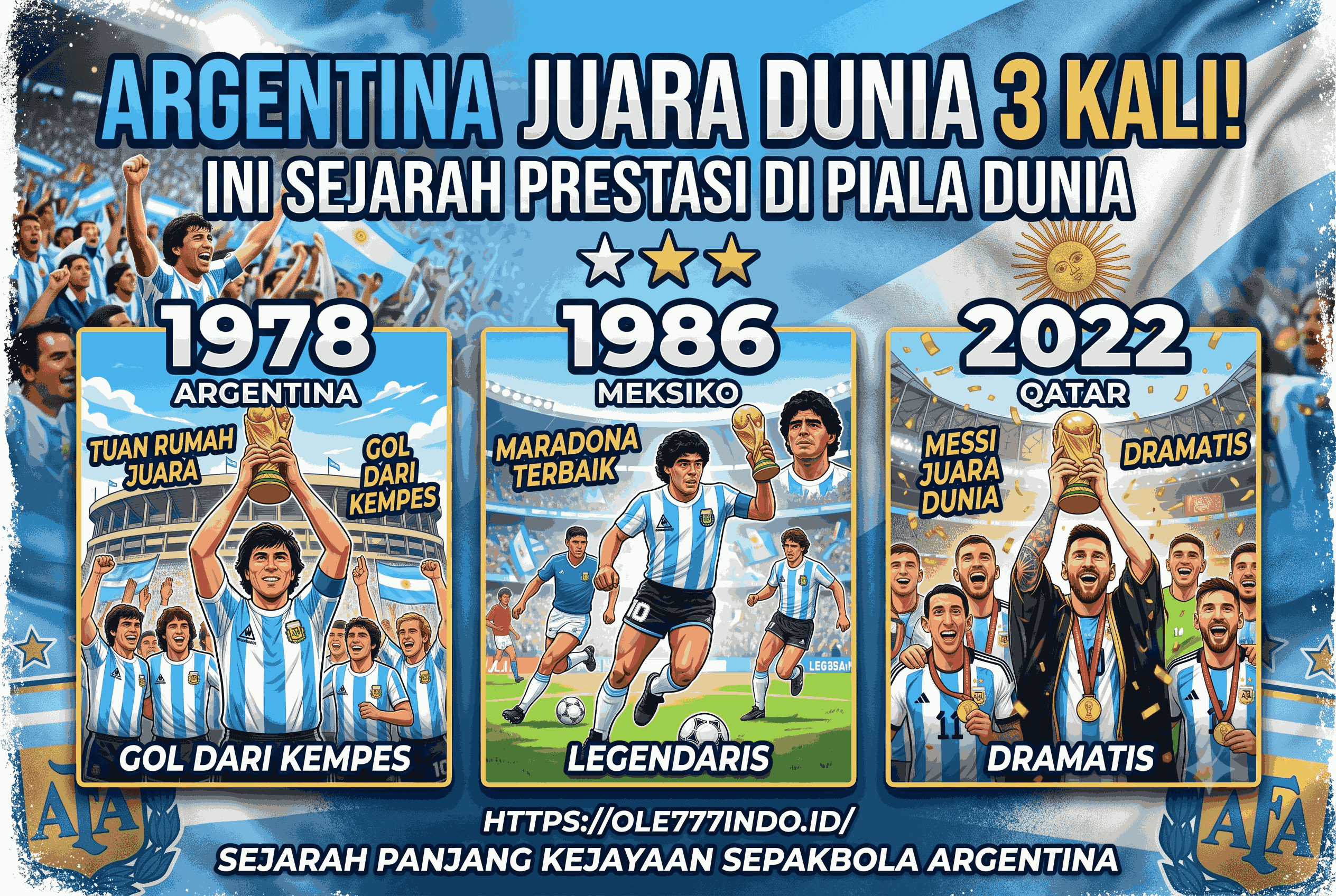 Argentina Juara Dunia 3 Kali! Ini Sejarah Prestasinya di Piala Dunia