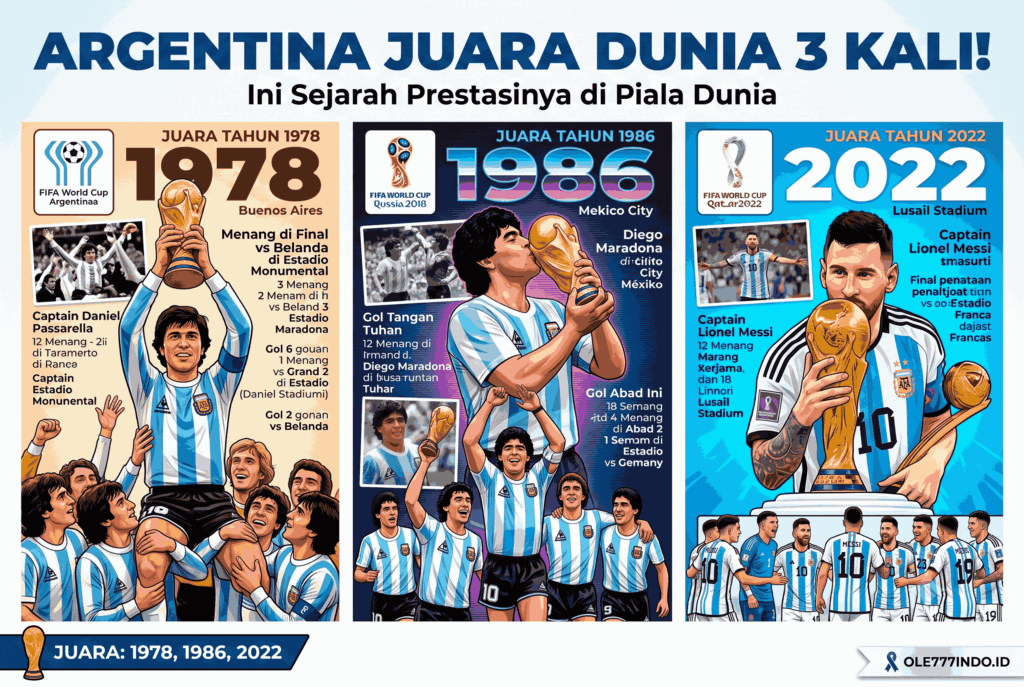 Argentina Juara Dunia 3 Kali! Ini Sejarah Prestasinya di Piala Dunia