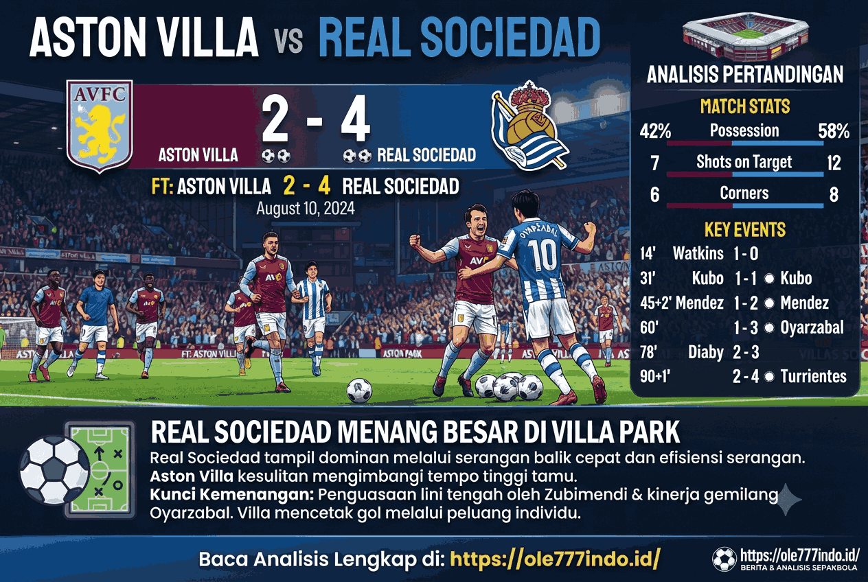 Aston Villa vs Real Sociedad: Skor 2-4 dan Analisis Pertandingan