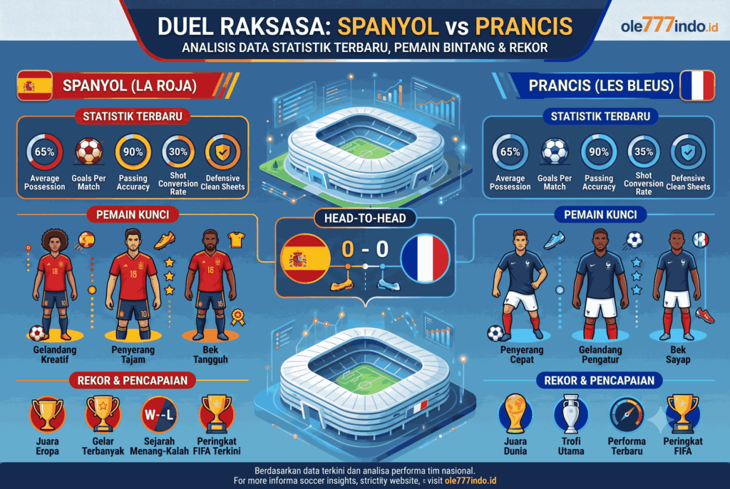 Data Statistik Spanyol vs Prancis Terbaru, Pemain dan Rekor