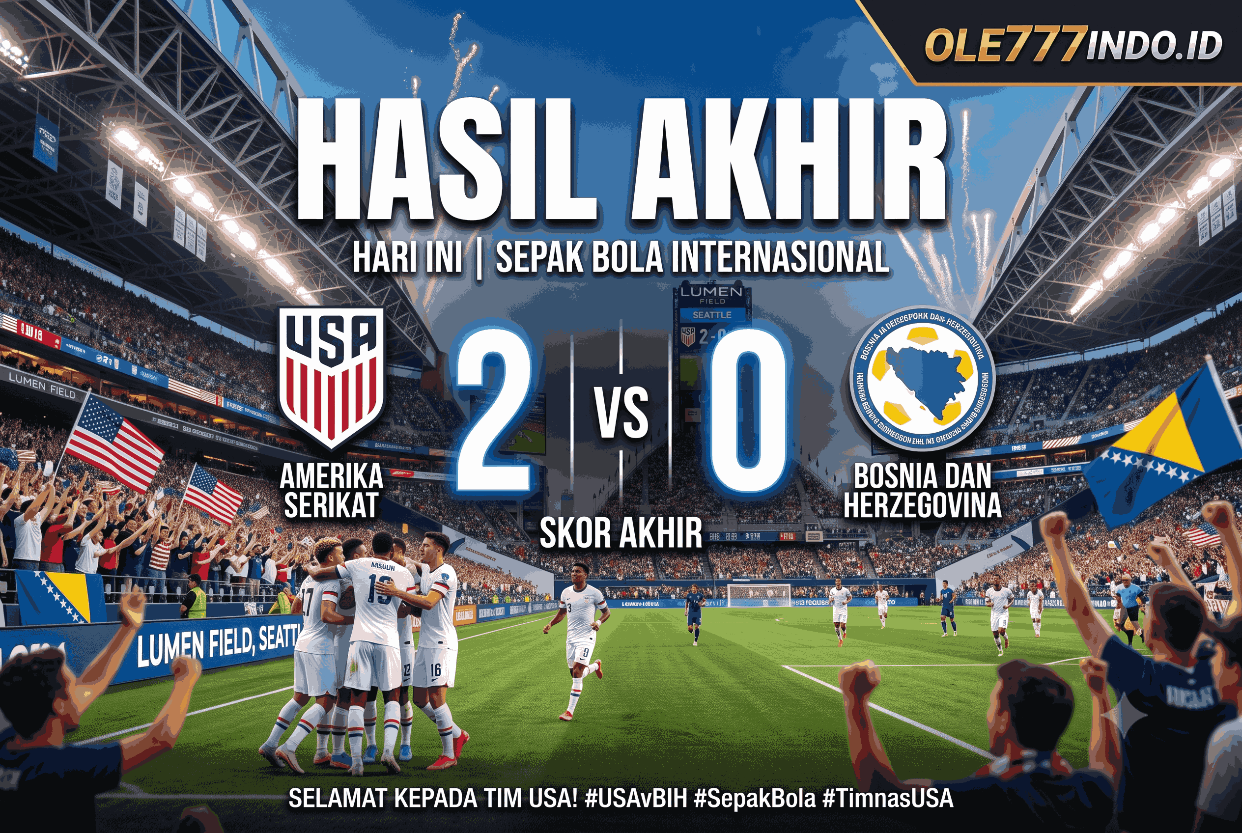 Hasil Akhir Amerika Serikat vs Bosnia dan Herzegovina Hari Ini