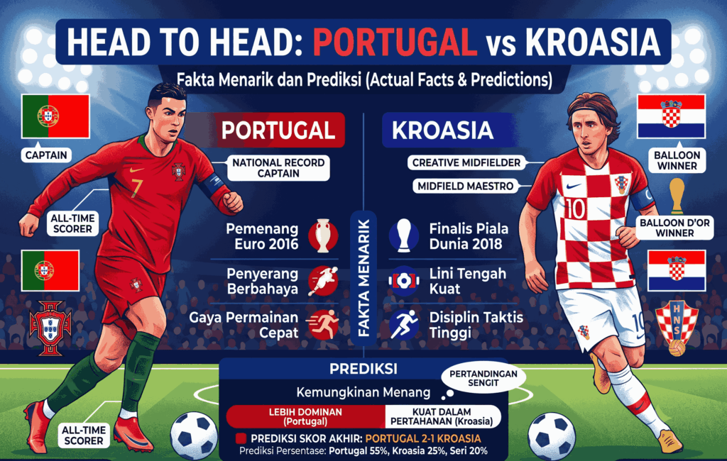 Head to Head Portugal vs Kroasia: Fakta Menarik dan Prediksi