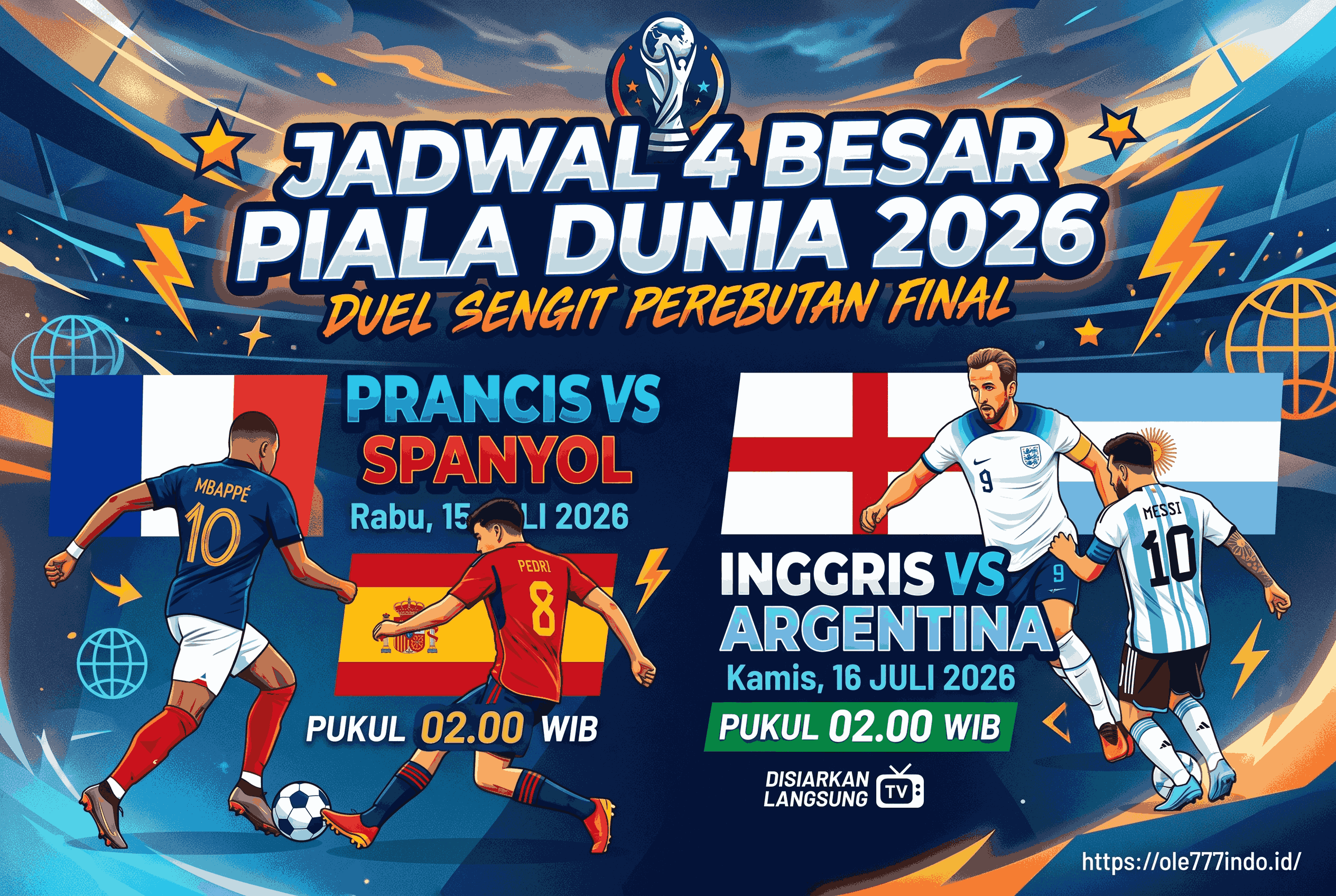 Jadwal 4 Besar Piala Dunia 2026, Duel Sengit Perebutan Final