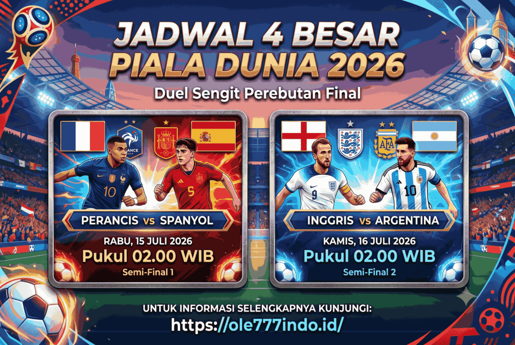 Jadwal 4 Besar Piala Dunia 2026, Duel Sengit Perebutan Final