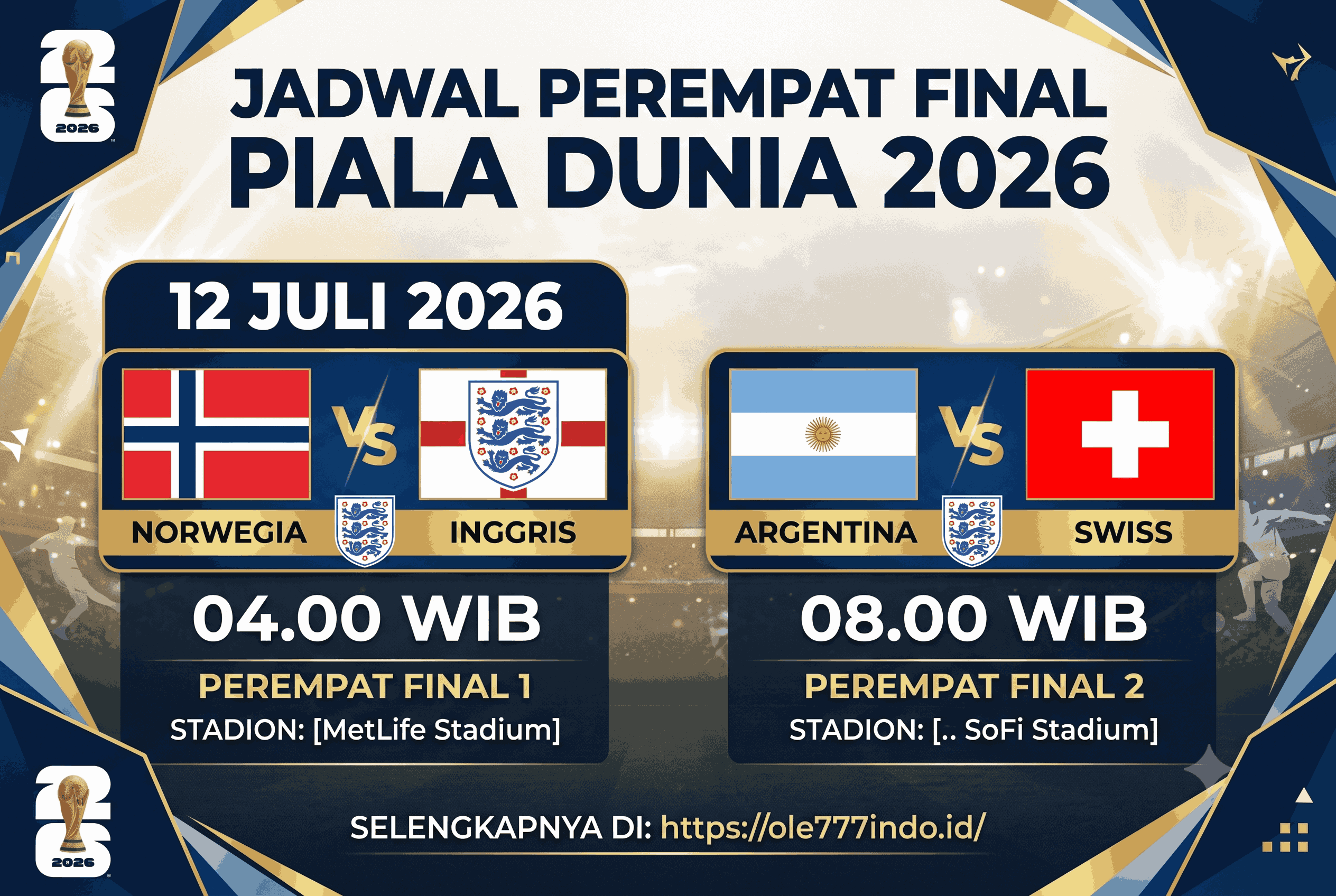 Jadwal Perempat Final Piala Dunia 2026, Ada Duel Besar 12 Juli 2026