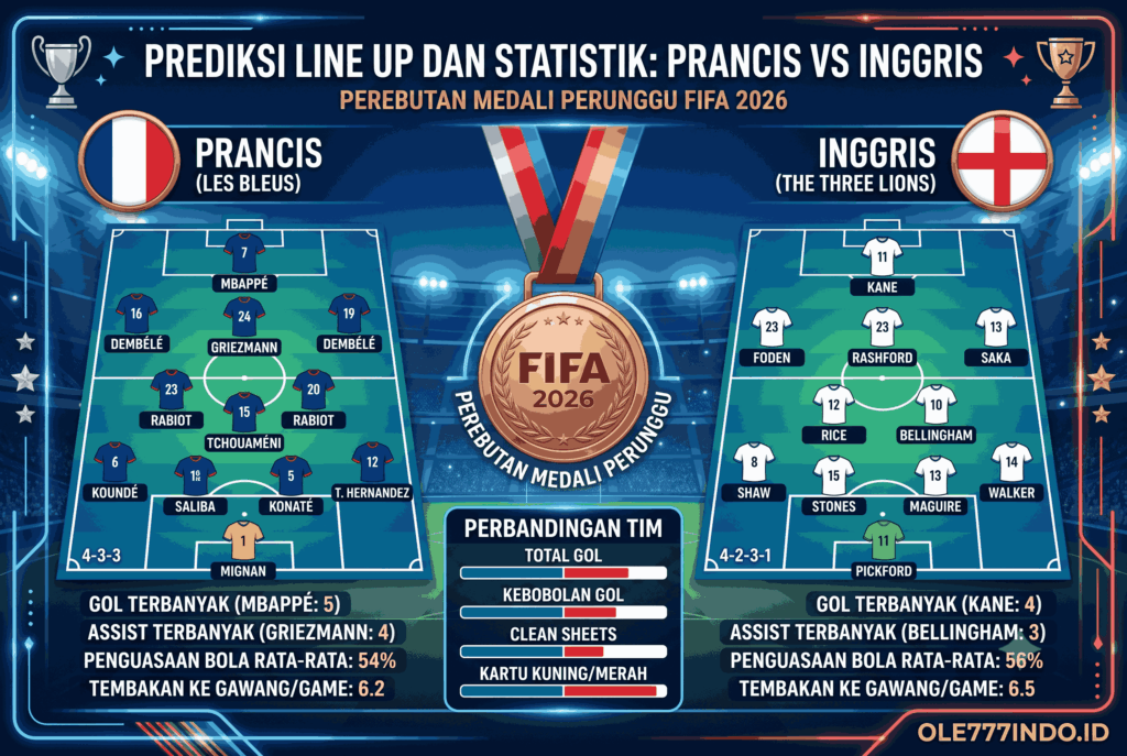 Prancis vs Inggris Berebut Medali Perunggu, Siapa Lebih Unggul?