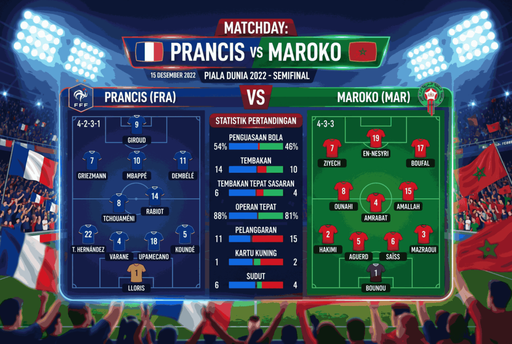Prancis vs Maroko: Head to Head, Line Up & Prediksi Terbaru