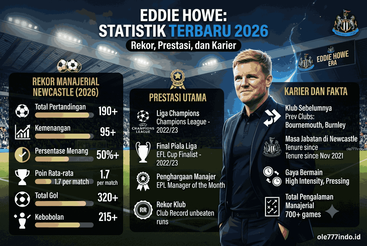 Statistik Eddie Howe Terbaru 2026: Rekor, Prestasi, dan Kariernya