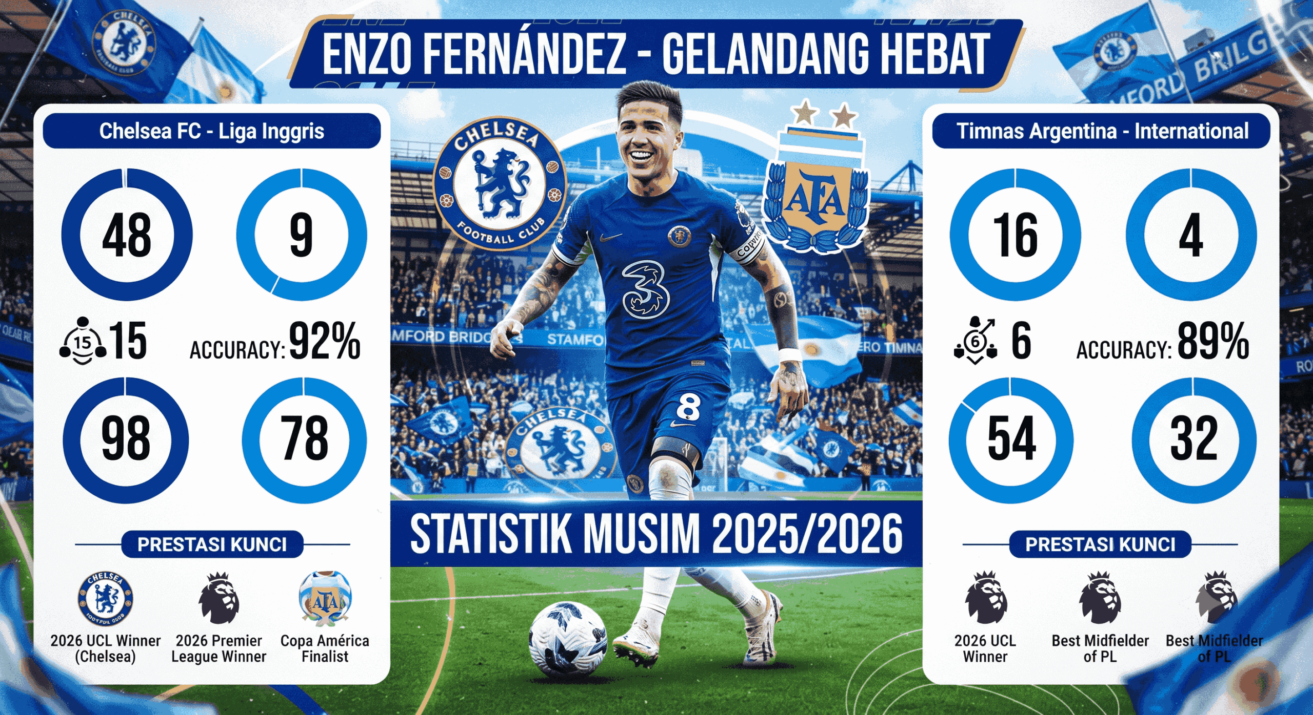 Statistik Enzo Fernández 2026: Gelandang Hebat Chelsea & Argentina