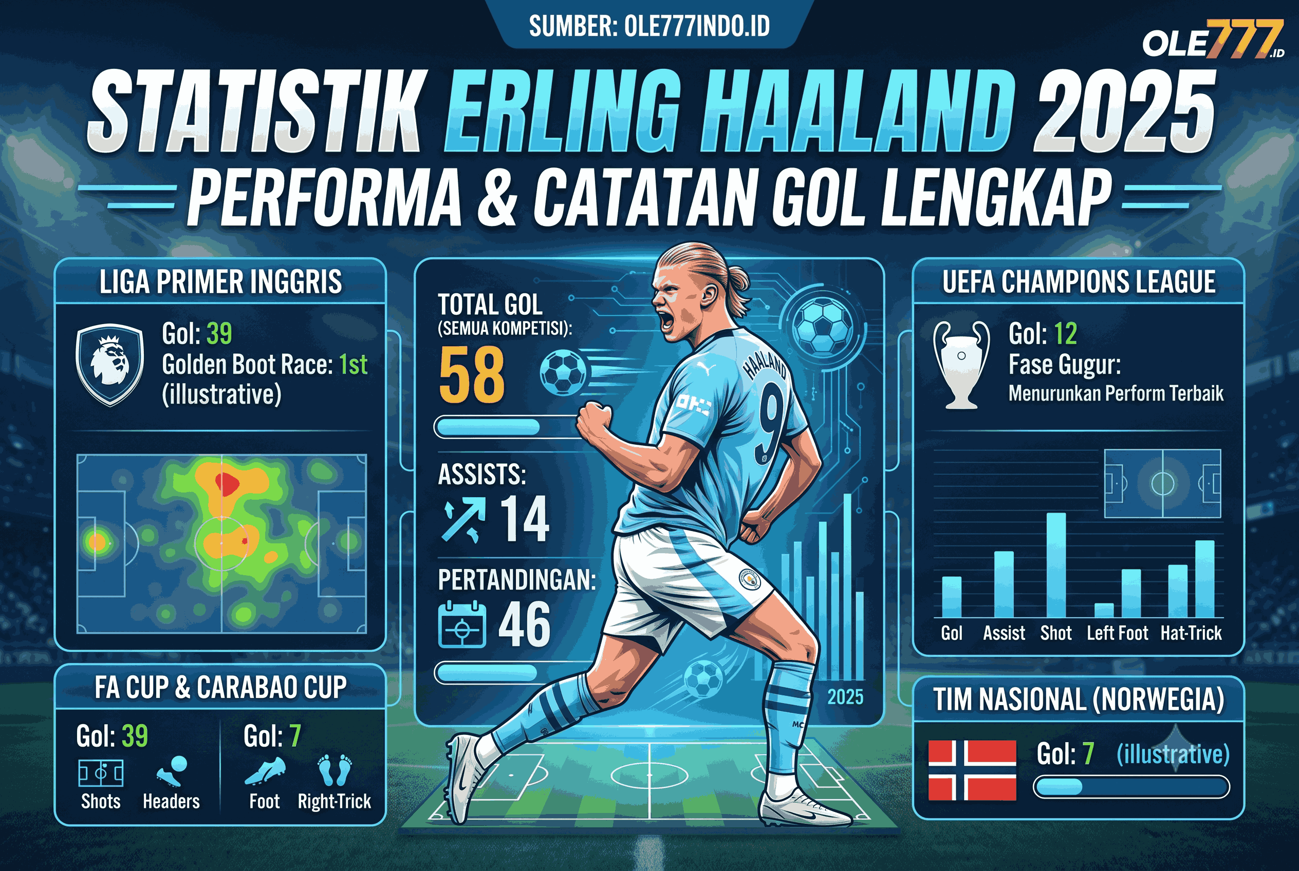 Statistik Erling Haaland 2025, Performa & Catatan Gol Lengkap