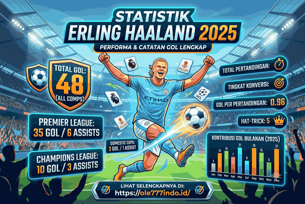 Statistik Erling Haaland 2025, Performa & Catatan Gol Lengkap