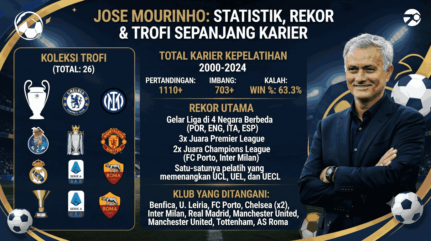 Statistik Jose Mourinho: Rekor dan Trofi Sepanjang Karier