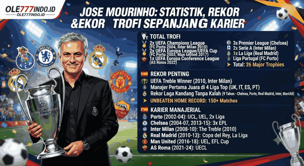 Statistik Jose Mourinho: Rekor dan Trofi Sepanjang Karier