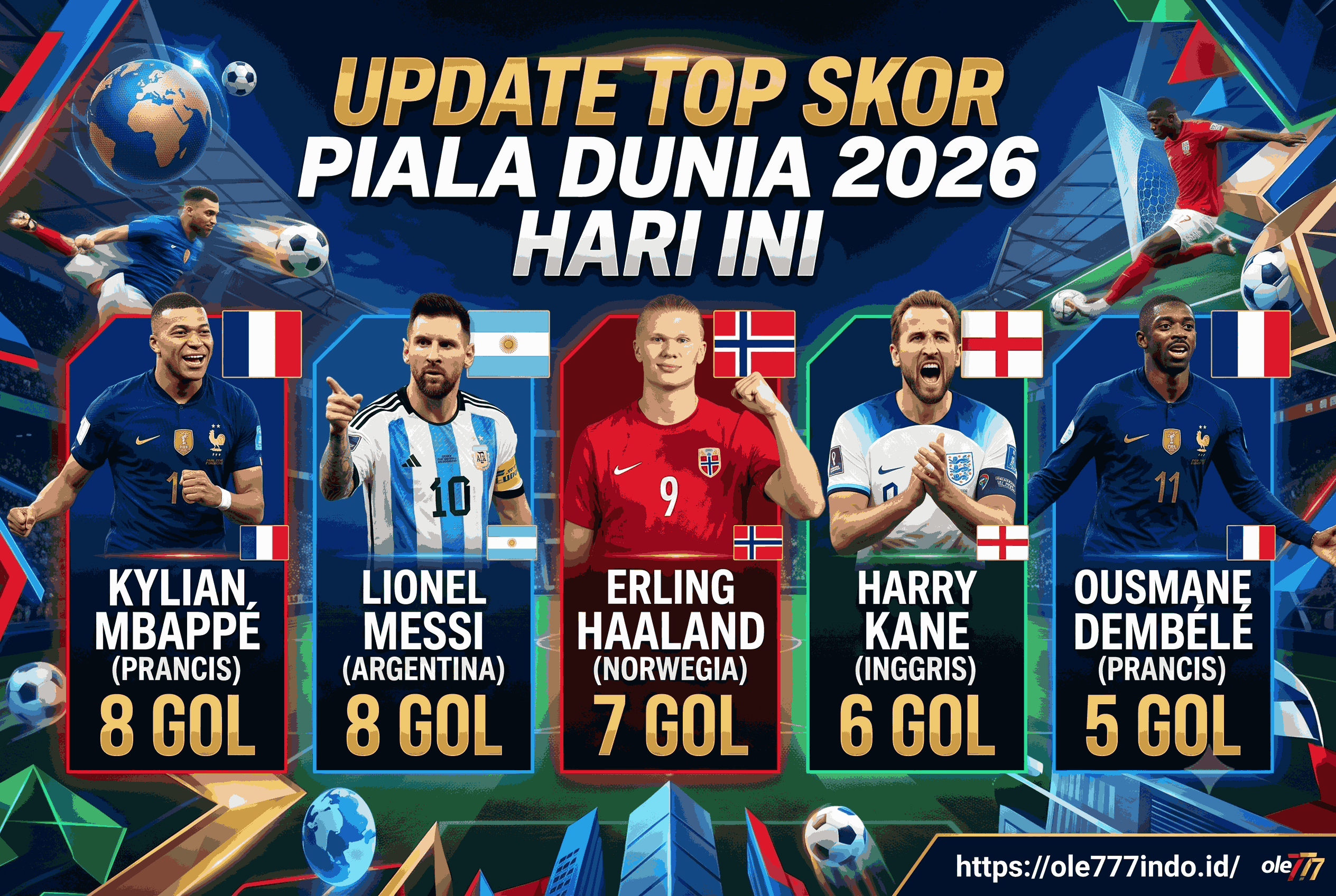 Update Top Skor Piala Dunia 2026 Hari Ini, Mbappe 8 Gol!