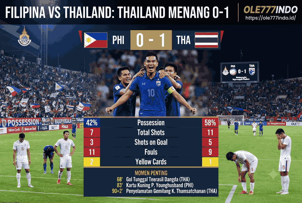 Filipina vs Thailand Berakhir 0-1, Statistik dan Momen Penting